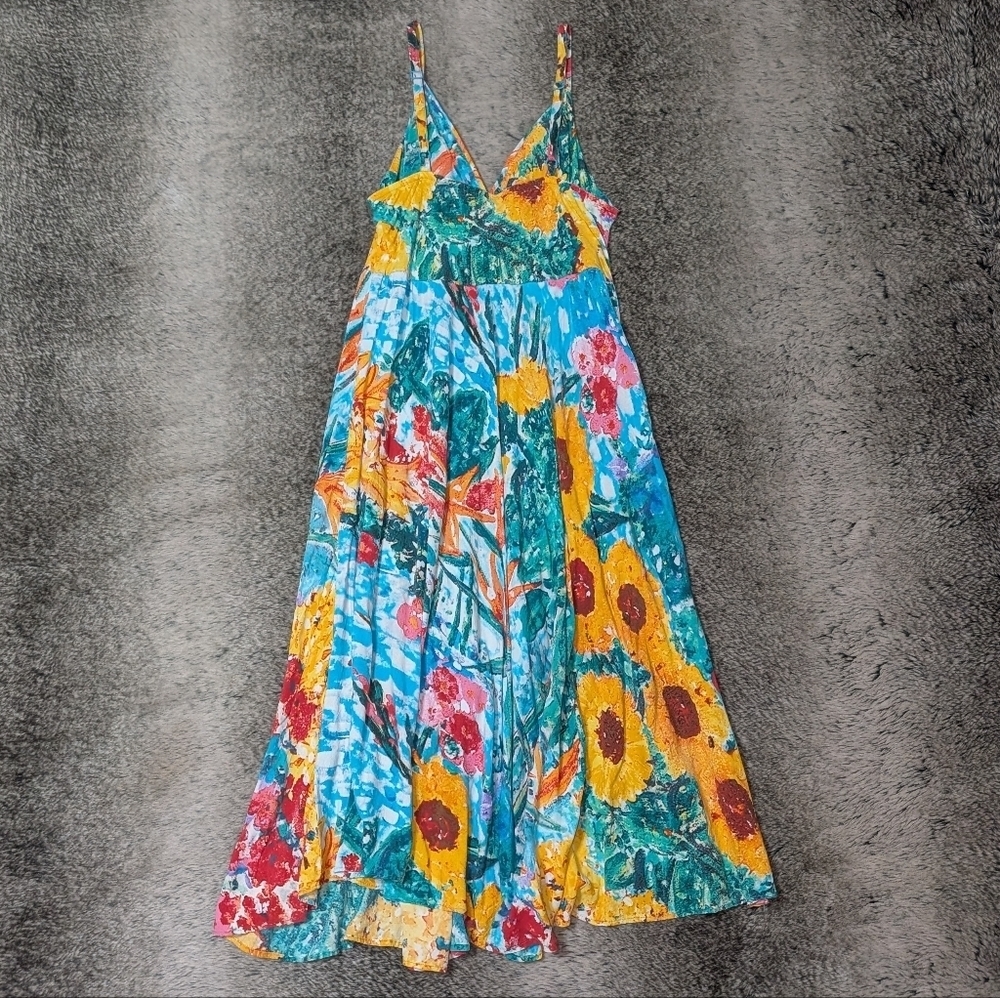 Jams World Vintage Sun Dress With Pockets Doyle Sunflower Print Women's Medium - Picture 2 of 7
